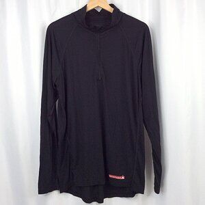 Gordini Lavawool 1/4 Zip Pullover Shirt Large Black Merino Wool Blend Base Layer